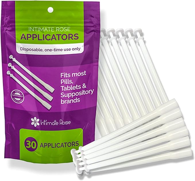 Intimate Rose 30 Count Vaginal Suppository Applicators, Individually Wrapped, Disposable Applicator - Fits Most Boric Acid Suppositories and More, from, Pack of 30