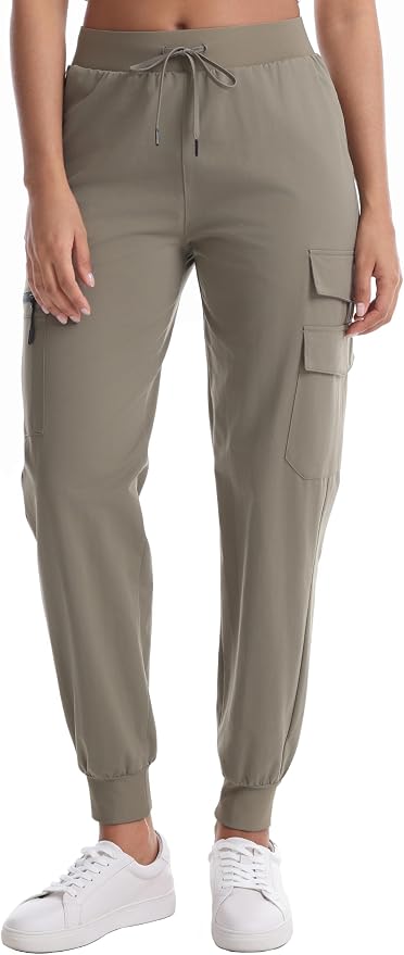 Rrosseyz Women's Hiking Pants with Pockets - Lightweight Water Resistant Joggers Cargo Pants for Casual Travel Golf Outdoor