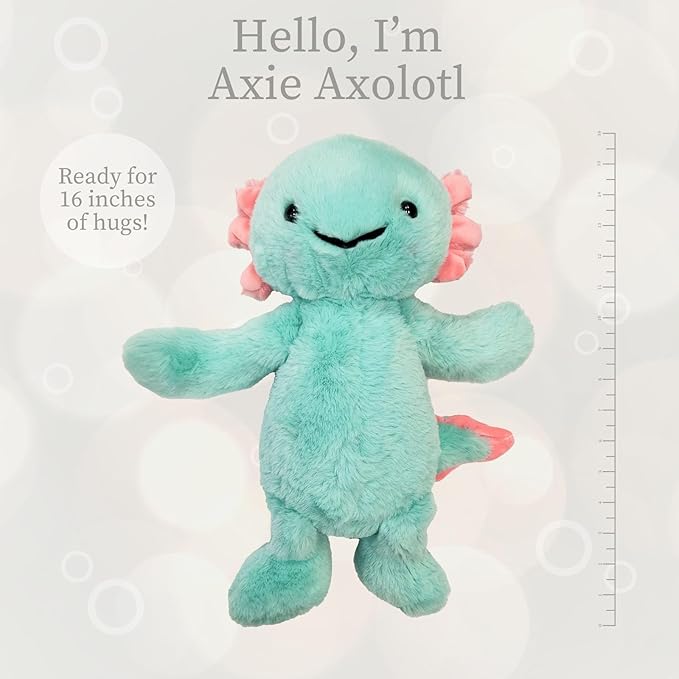 World's Softest Plush Axie Axolotl, Aqua, Lushee, Large, 16" Stuffed Animal for Baby, Toddler, Kids, Adults - Soft, Huggable Stuffed Axolotl- Adorable Toy Made from Kid-Friendly, Quality Materials