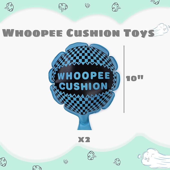 POPLAY 2PCS Whoopee Cushions, 10 Inch Fun Toys Blue Fart Pillow Prank Toys for Novelty Party Favor Kids