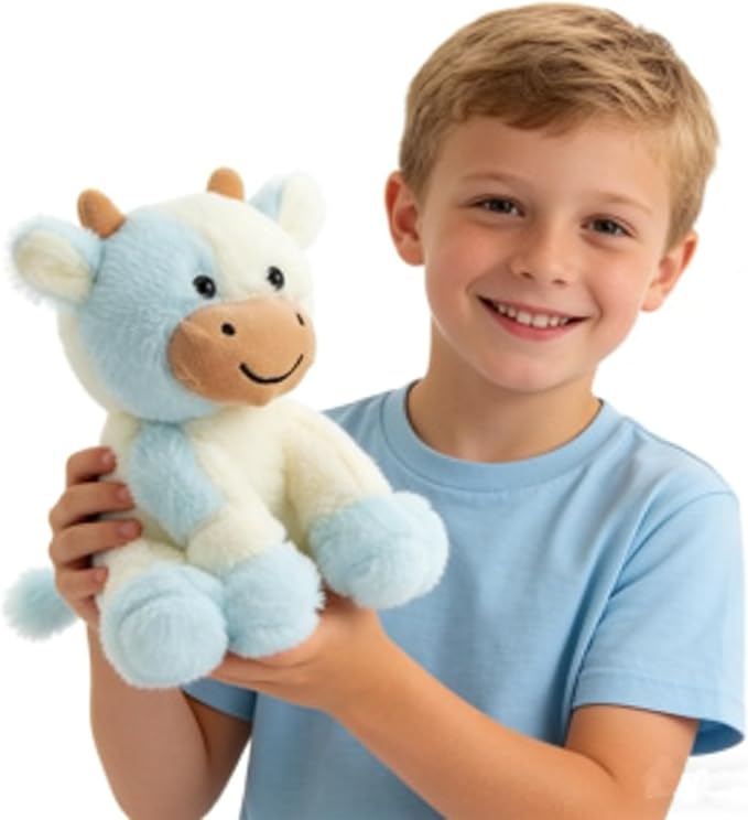 Cow Stuffed Animals Soft Plush Cute Cow Doll for Boys Girls 11.8in(zuo NIU qian lanse 30cm)