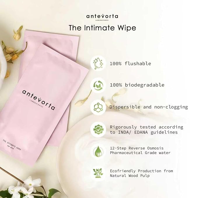 Antevorta Feminine Vaginal Wipes, Individually Wrapped Intimate Wipe - Flushable - Vagina Care, Health & Itch Relief (21 ct)