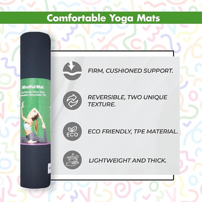 HOME ARCHIVE Premium Yoga Mat 6mm Print Reversible Extra Thick and Large Non Slip Exercise & Fitness Mat for All Types of Yoga Pilates & Floor Workouts (78" x 24" x 6mm Thick)