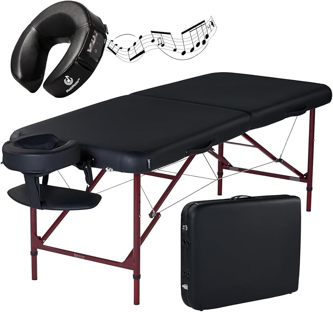 Master Massage Zephyr Lightweight Portable Massage Table Package with Extra Music Master Crescent Round High Fidelity Sound Face Cradle Cushion