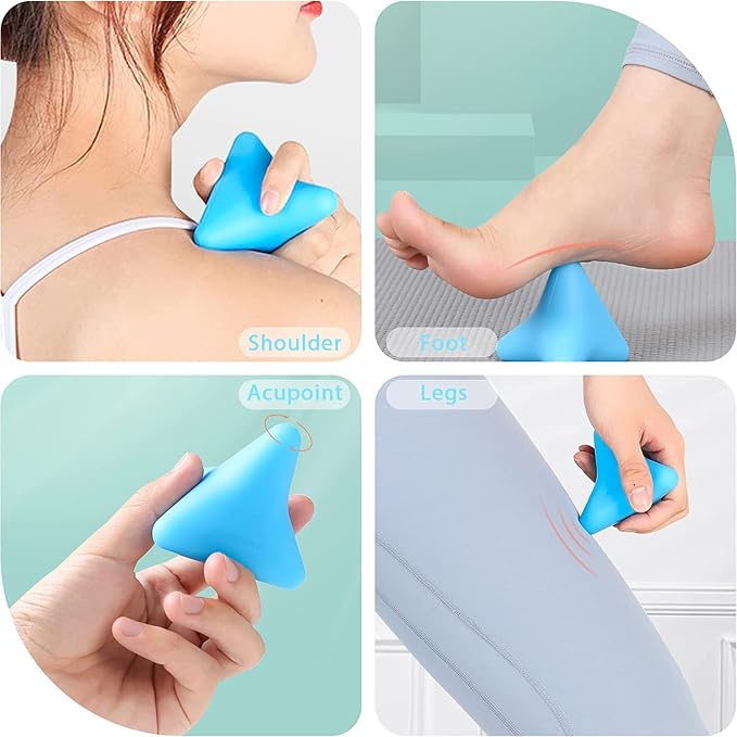 Manual Massage Ball Set, 2 PCS Deep Tissue Trigger Point Massage Myofascial Release Balls, Silicone Physical Therapy Balls, Massage Therapy Tools for Deep Muscles, Sore Muscles, Muscle Knots (Blue)