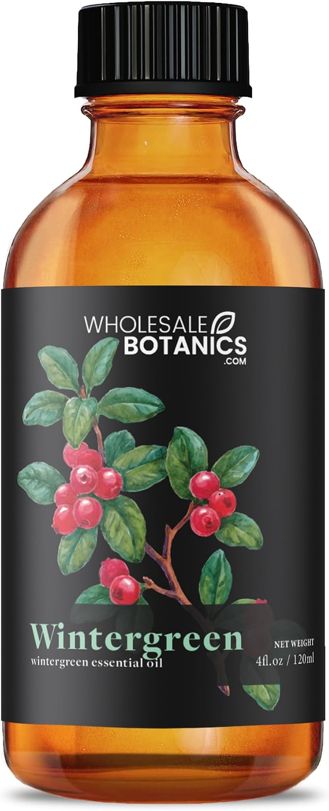 Wintergreen Essential Oil by Wholesale Botanics | Premium Grade 100% Undiluted Essential Oil | for Aromatherapy, Soaps, Lotions, & Candles | Vegan & Cruelty Free (4 Fl Oz)