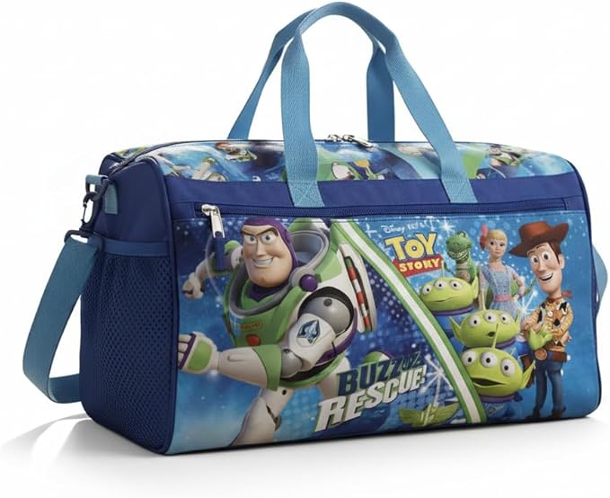 Disney Pixar Toy Story Kids’ Duffle Bag – Buzz Lightyear, Woody & Friends Travel Gym Bag with Adjustable Strap