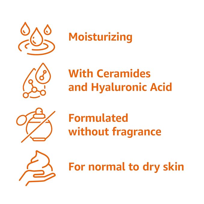 Amazon Basics Daily Moisturizing Lotion for Face and Body, Fragrance Free, with Ceramides, 12 fl oz, 1-Pack