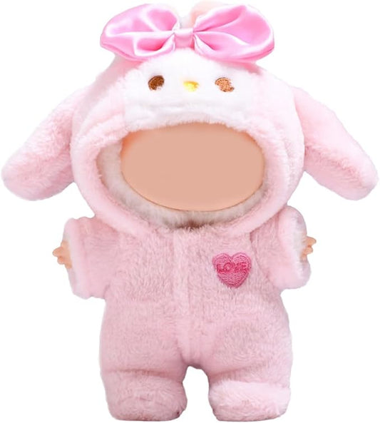 Pink Bunny 17cm Doll Clothes Clothes Set, Adorable (6.7inch) Animal Style Doll Outfit Jumpsuit, Halloween Dolls Outfit Accessories