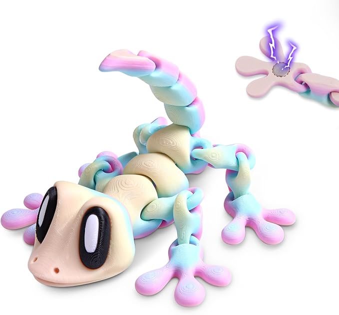 3D Printed Articulated Lizard, Flexible Dynamic Animals Toys, Full Articulated Toy with Magnets, Adults Fidget Toys for Autism ADHD, Home Office Decor, Festival Gifts (Colorful)