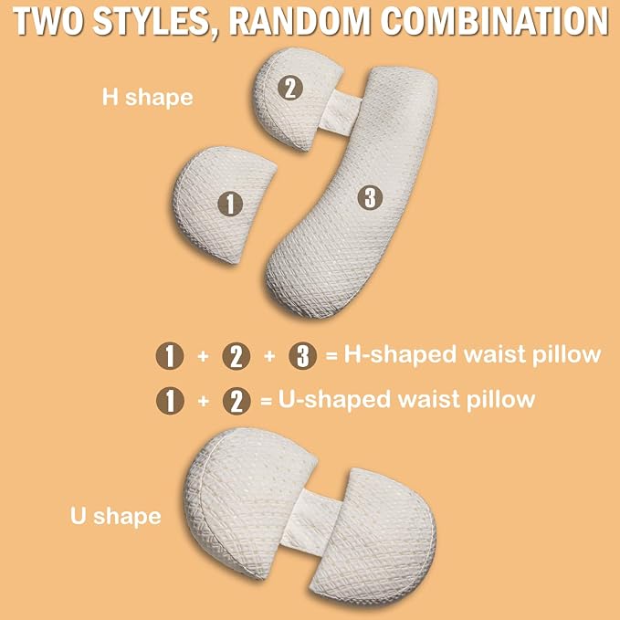 Pregnancy Pillow for Pregnant Women, Soft Maternity Pillow with Detachable & Adjustable, Pillow with Pillow Cover - Support for Back, HIPS, Legs