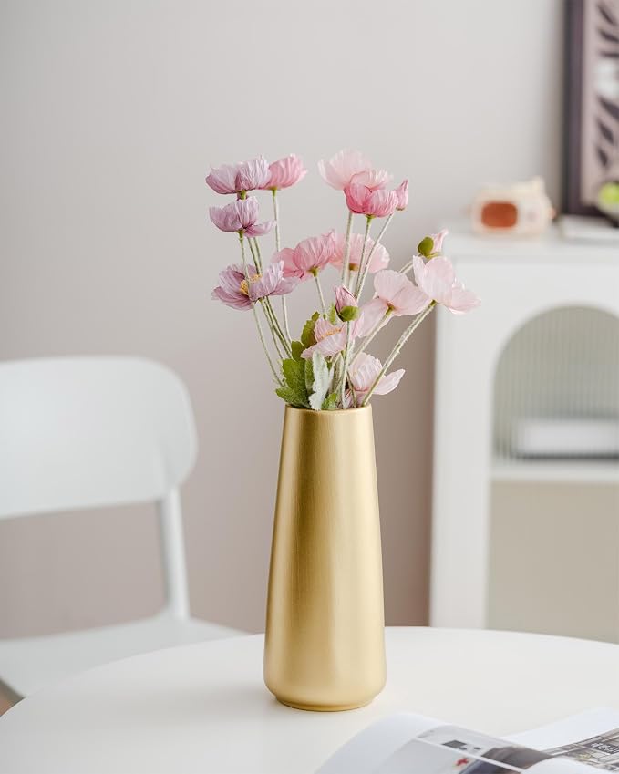 Simple Boho Ceramic Flower Vase for Home Decor (Light Gold,Super Big) | 10'' Modern Vase for Flower Plant Pampas Grass, Fit for Table Shelf Centerpieces, Living Room Kitchen Bedroom Wedding Gift