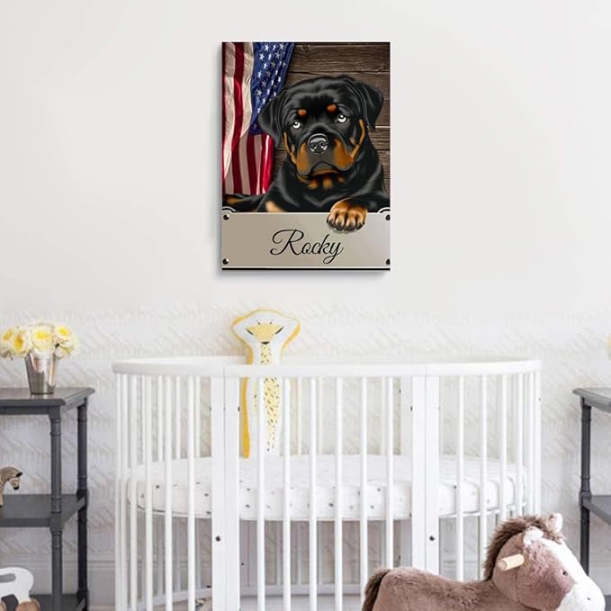 Custom Wooden Jigsaw Puzzles with Your Dog's Name on Rottweiler Art Print - 300 500 1000PCS Puzzles Game and Home Wall Decor