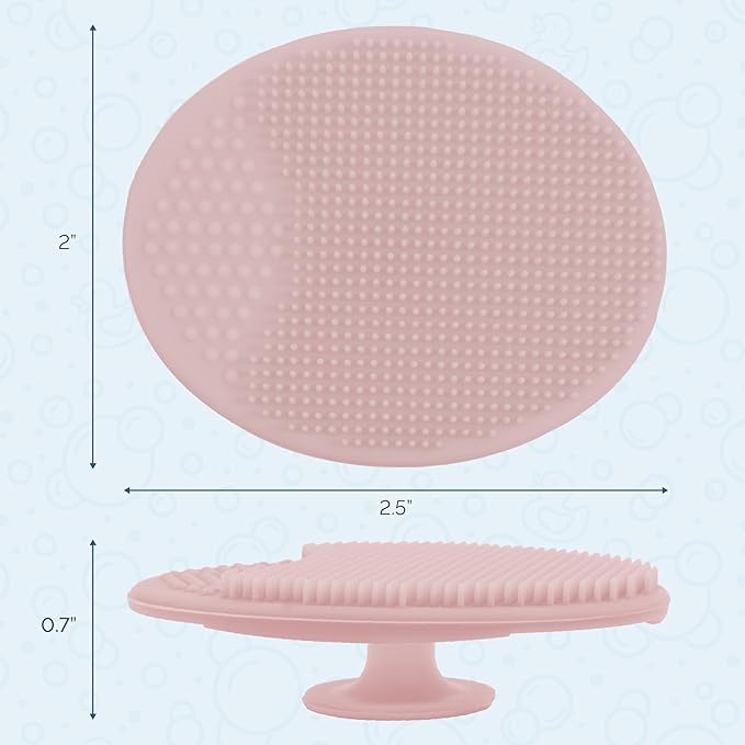 S&T INC. Exfoliating and Massaging Cradle Cap Bath Brushes for Baby, Silicone - 2 Inch x 2.5 Inch, Pink, 2 Pack
