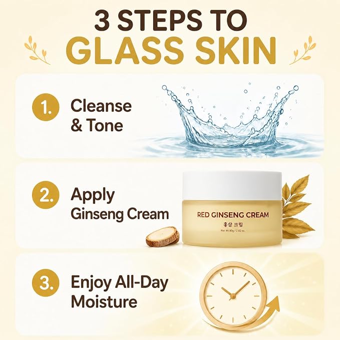 esfolio made in Korea Red Ginseng Nourishing Cream 2.82 Oz, Daily Facial Moisturizer with Red Ginseng Extract, Lightweight Face Cream for Soft and Comfortable Skin, Fast Absorbing Korean Skincare