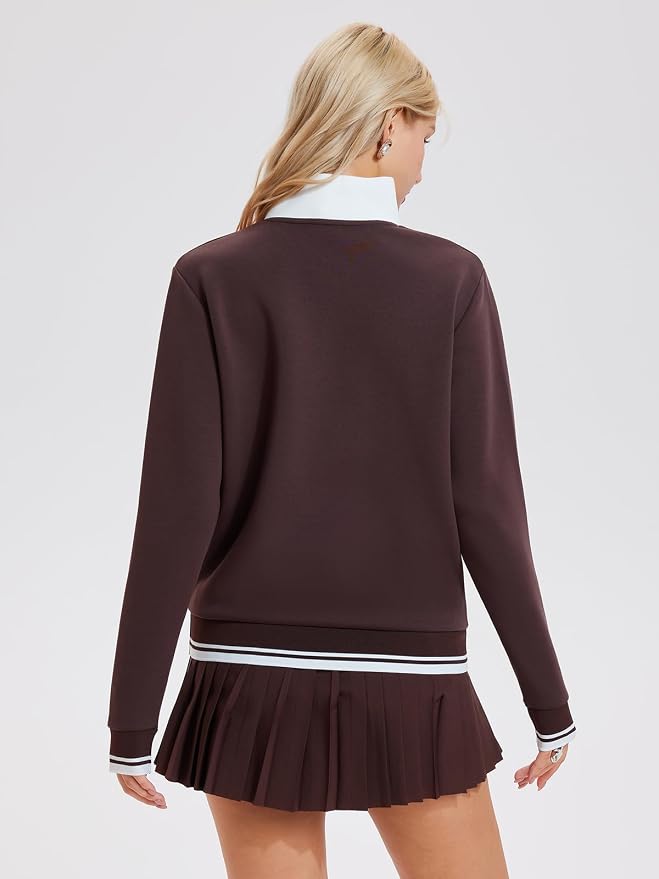 Airfree Women Two Piece Tennis Skirt Set Golf Outfits Half Zip Oversize Pullover Sweatshirt 2 Piece Skirt Sets with Pockets