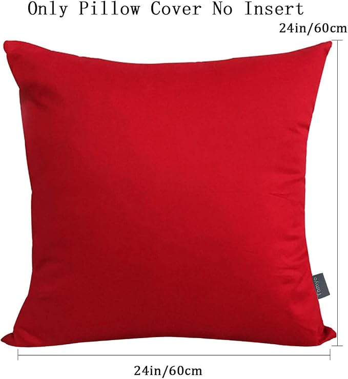 Thmyo 4-Pack 100% Cotton Comfortable Solid Decorative Throw Pillow Case Square Cushion Cover Pillowcase Sublimation Blank Pillow Covers DIY Throw Pillowcase for Couch Sofa Bed(24x24inch/60x60cm,Red)