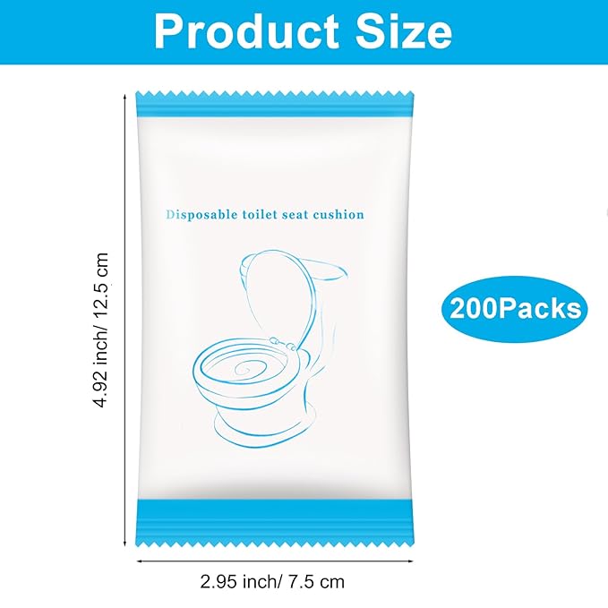 200 Pack Disposable Toilet Seat Cover Waterproof Non-Woven Fabric, Disposable Toilet Seat Covers for Travel, Disposable Seat Covers for Outing Hotel Hospital Public Toilet (Individual Package