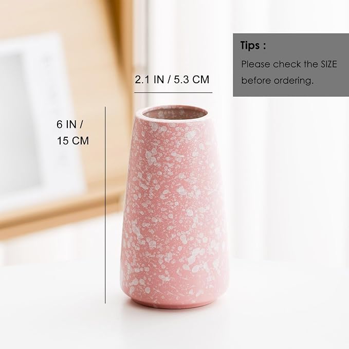 Simple Boho Ceramic Flower Vase for Home Decor (Snowflake Pink,Small) | 6'' Modern Cute Vase for Flower Plant Pampas Grass, Fit for Table Shelf Centerpieces, Living Room Bedroom Wedding Gift