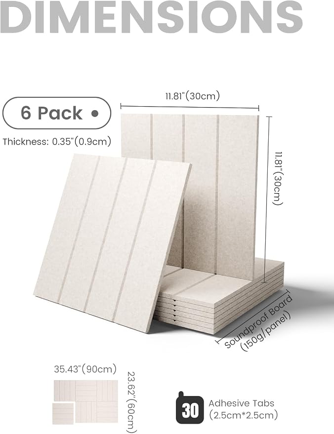 Fluxynara 36" x 24" Large Felt Bulletin Board, Oatmeal | 6 Pack Cork Board Alternative with 30 Safe Adhesive Tabs, Pin Boards for Wall Decor, Home, Office, Classroom,Dorm
