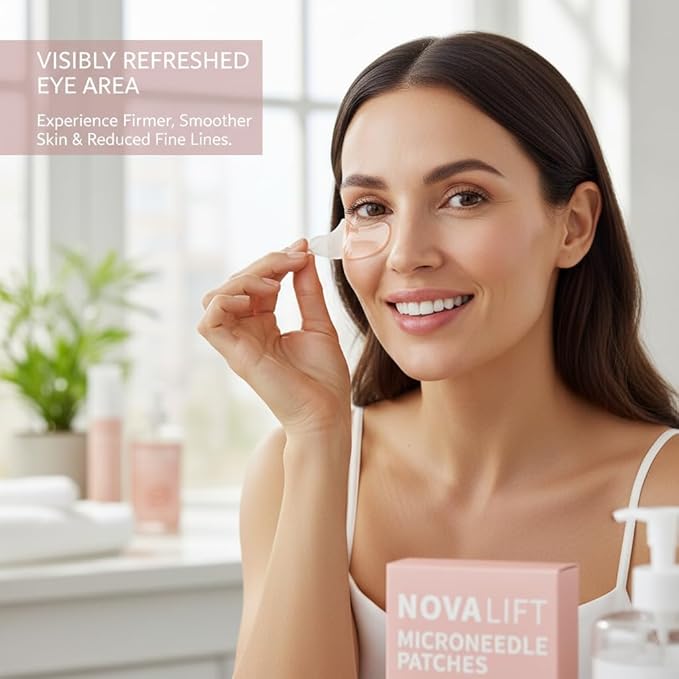 LUMINE NOVALIFT MicroGlow Eye Patches – Under Eye Patches with Hyaluronic Acid for Dark Circles & Fine Lines – Forehead & Smile Line Patches (2 Boxes, 6 Pairs Total)