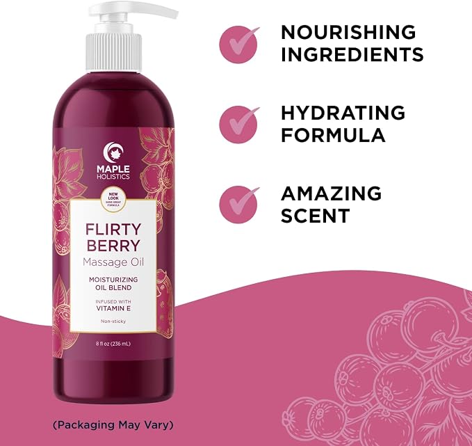 Maple Holistics Massage Oil Kit - Aromatherapy Lavender and Flirty Berry Oils for Massage Therapy and Sensual Aromatherapy - Made With Pure Essential Oils