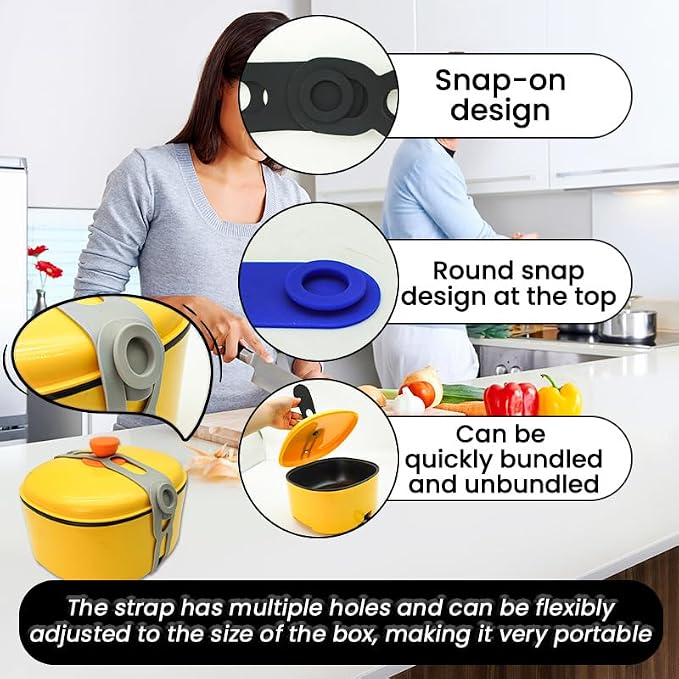 21.5in Reusable Silicone Latch Strap - Universal Slow Cooker Lid Holder & Strap for Transport, Heavy Duty Elastic Tie for Bento Box, Yoga Mat & Luggage, BPA-Free(Grey-2PCS)