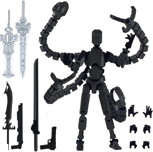 T13 Action Figure, Assembly Completed Dummy 13 Action Figures,T 13 3D Printed Toys - The Premium Action Figures for Sci-Fi Enthusiasts,Four Claws Robot (Black, 7.2 Inch)