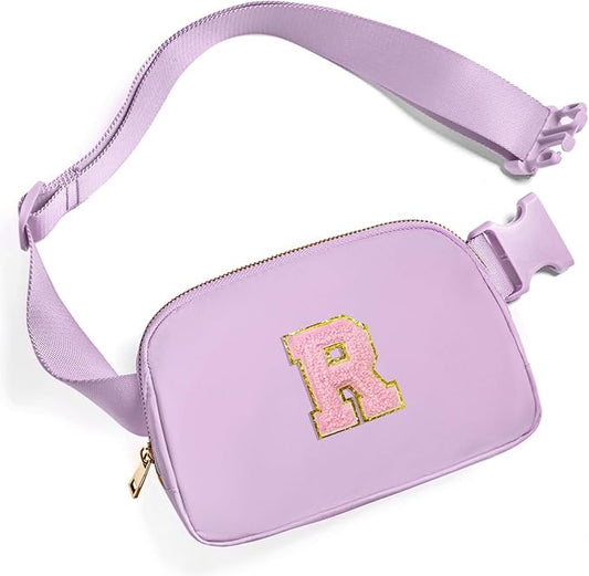 Gitus Initial Belt Bag Fanny Pack Crossbody Bag for Girls Birthday Gifts Age 8-10 Teen Girl Gifts Trend Stuff Personalized Letter Gifts for Daughter Sister (Lavender-R)