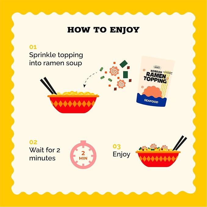 HOXY™ Korean Ramen Topping (Seafood Mix) 11oz Dried Topper for Noodles w/Narutomaki, Imitation Shrimp, Squid Flakes, Seaweed, Vegetables