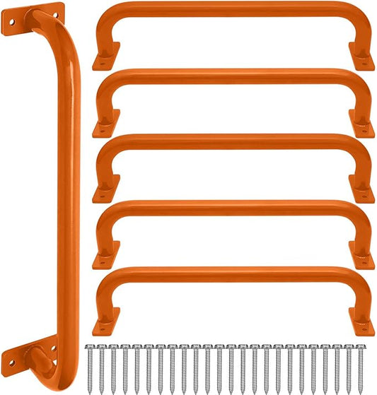 ESPETS 17 Inch 6 Pieces Orange Safety Handles for Playground Equipment - Swing Set Attachment Grab Handle, Playset Accessories Hand Grips, Indoor Monkey Bars for Kids