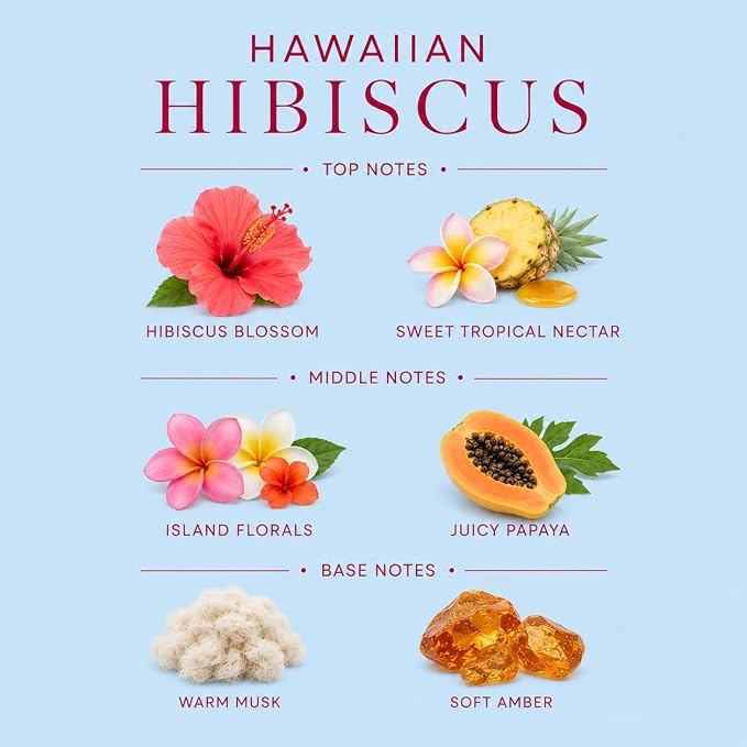Hawaiian Hibiscus Affinati 10 oz Scented Candle for Home – Long Lasting Fruity Soy Blend Candle with Wooden Wick, Strong Scent Throw Glass Jar Candles, Premium Clean Burning Aromatherapy Gifts