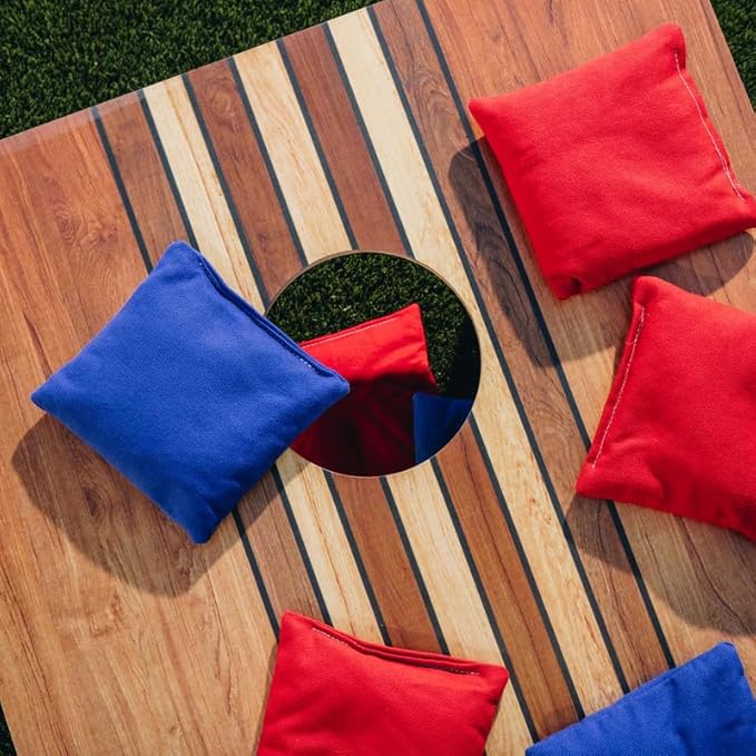 Tailgating Pros Regulation Cornhole Boards - 4'x2' Lightweight Wooden Retro and Classic Themed Cornhole Game w/Carrying Case & Set of 8 Corn Hole Bean Bags w/Tote