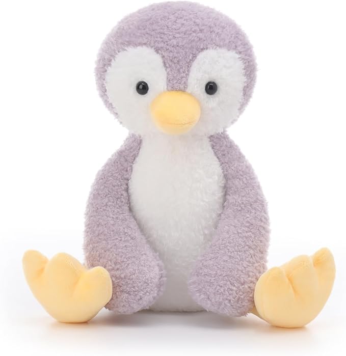 Apricot Lamb Purple Velvet Penguin Stuffed Animals for Kids, Soft Cute Plush Toys for Baby Girl and Boy, 8.7 Inches