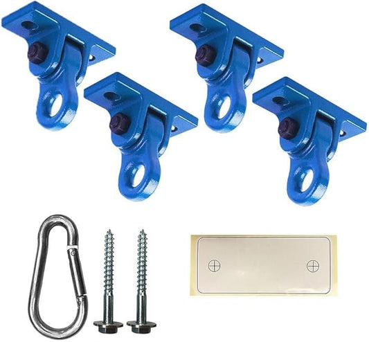 Heavy Duty Blue Swing Hangers Screws Bolts Included Over 5000 lb Capacity Playground Porch Yoga Seat Trapeze Wooden Sets Indoor Outdoor (4 Pack)