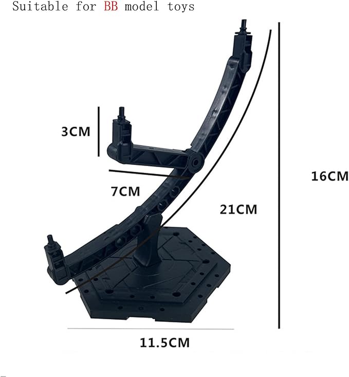 Action Figure Display Stand, Adjustable Model Kit Base, Display Stand Suitable For Gundam Models And 1/144 HG RG BB Action Characters, Black (BB)
