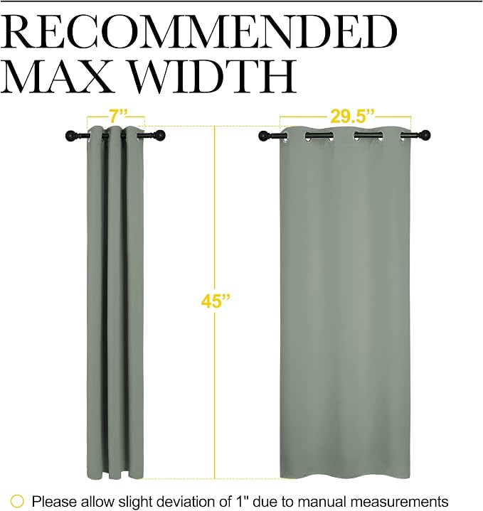 NICETOWN Bedroom Curtain Panels Blackout Draperies, Thermal Insulated Solid Grommet Blackout Curtains/Drapes (Sage Green, 1 Pair, 34 by 45-inch)