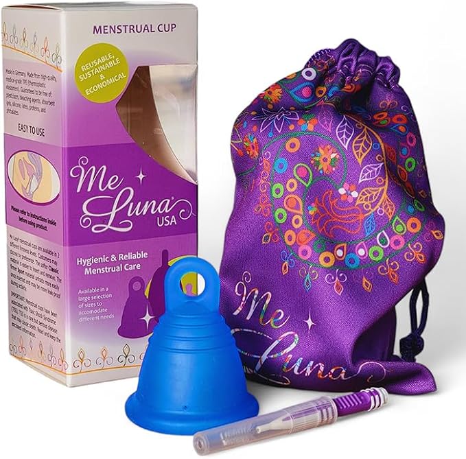 Most Customizable Menstrual Cup with Ring Handle | MeLuna Me Luna | Comfortable Period Cup Reusable Cup | Tampon Pad Alternative for Low Cervix | Shorty
