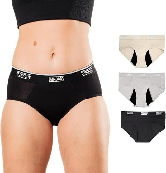 Bambody Absorbent Hipster for Light Flow, Sporty Period Panties for Women & Teens - Comfortable & Soft Protective Active Wear