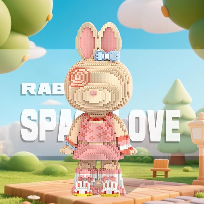 DAHONPA Animal Pink Skirt Rabbit Micro Building Blocks Set (8800 Pieces) Gift for Adults and Kids