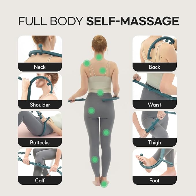 HuBDIC HubiCare Massage Stick, Trigger Point Cane, Body Deep Tissue, Handheld Back, Neck, Shoulder, Leg and Feet, Muscle Release Tool Self Massage Hook Cane for Women & Men (Black)