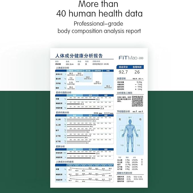 10.1 inch HD Touch Bioimpedance Analysis Machine, Smart Body Composition Health Assessment Body Scanner, Height Body Fat Analyzer, Support Multiple Users