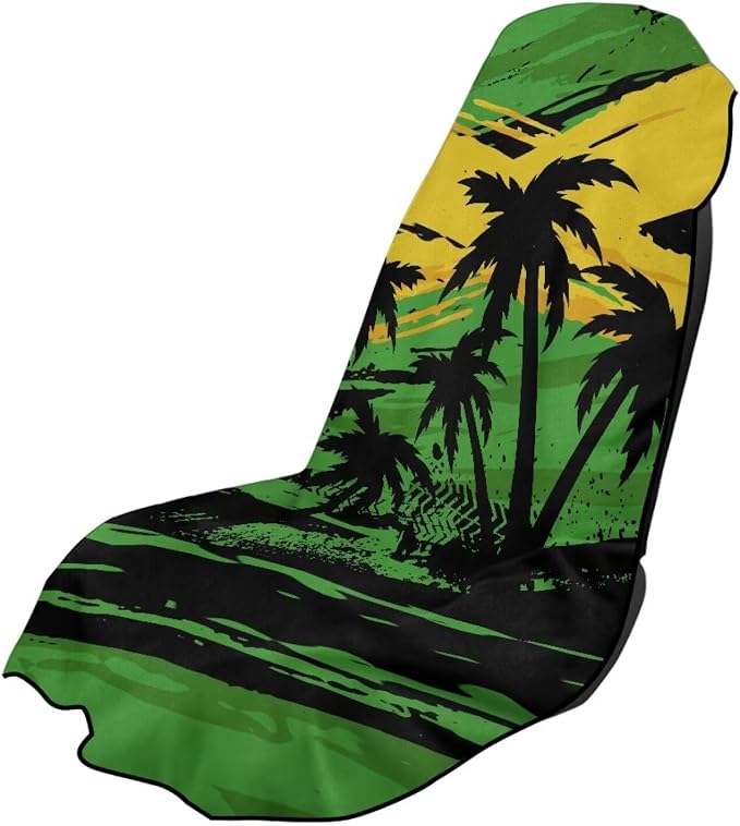 INSTANTARTS Coconut Tree Jamaican Flag Car Seat Cover Protector Sweat Towel Multi-Functional Car Towel
