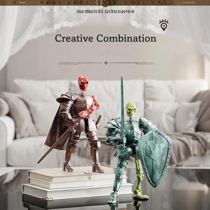 T13 Action Figure Set,Skeleton Knight Action Figures,Knight Action Figures,Dummy 13,Lucky 13 Collectible Action Figure（Assembly Required） (D-Emerald Skull Knight)