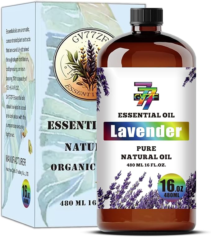 Lavender Essential Oil, Lavender Oils, for Diffuser, Humidifier, Pillow, Yoga, Massage, DIY Candles, Soap, Home, Gift, Essential Oil, GV77ZF Lavender Fragrance Oil - 16 fl oz (480 ml)