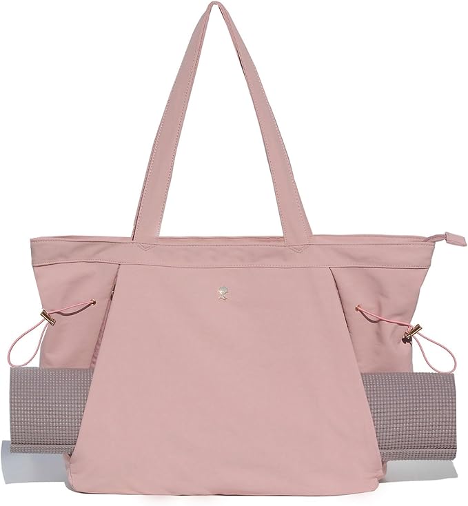 ESVAN Yoga Tote Bag for Women Shoulder Bags Drawstring for Office Workout Travel Carryall Pilates Gym and Beach