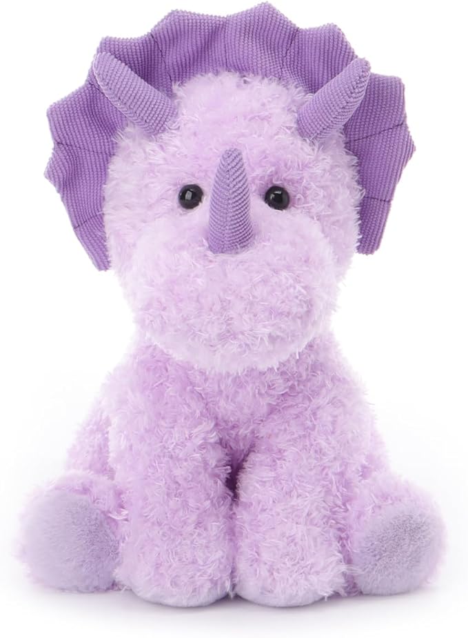 Apricot Lamb Purple Triceratops Stuffed Animals for Kids, Soft Cute Plush Toys for Baby Girl and Boy, 9 Inches