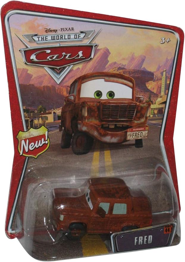 Fred Disney Pixar Cars Mattel World of Cars Background Card With "New" Sign Symbol On Left Side of Background Card