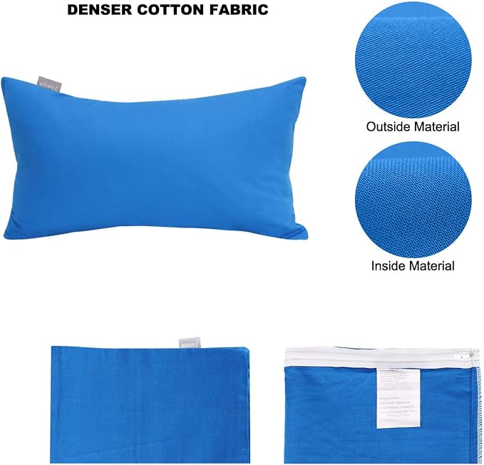 Thmyo 4-Pack 100% Cotton Lumbar Comfortable Solid Decorative Throw Pillow Case, Rectangle Cushion Cover Pillowcase Sublimation Blank Pillow Covers DIY Throw Pillowcase(12x20inch/30x50cm, Blue)