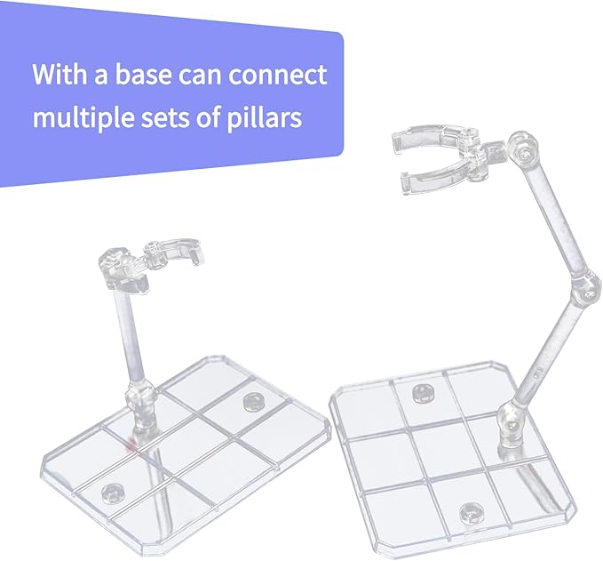 POMER Action Figure Stand,10 Pcs Transparent Assembly Action Holder Base Display Stand for 1/144 HG/RG Gundam Figure Model Toy